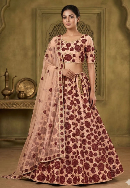 Pink Party wear Embroidered Lehenga Choli For Women