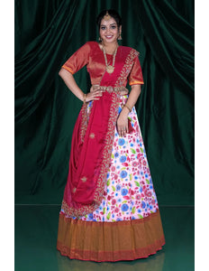 Pink Slub Silk Lehenga Choli With Dupatta For Women