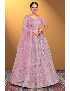 Pink Stylish Designer Embroidered Chaniya Choli For Women