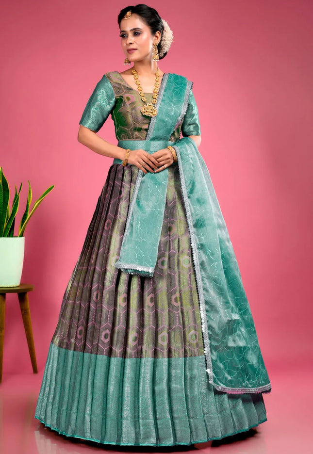 Pink Stylish Lehenga Choli With Zari Woven For Women