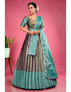 Pink Stylish Lehenga Choli With Zari Woven For Women