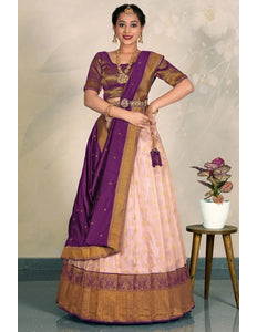 Pink Tissue Silk Lehenga Choli Zari Work Design For Women
