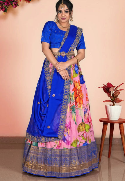 Pink Viscose Lehenga Choli With Digital Print For Women