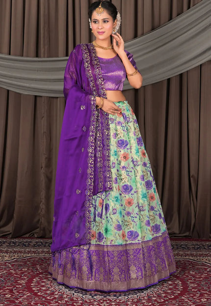 Pista Banglori Slub Semi-Stitched Lehenga For Women
