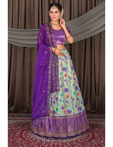 Pista Banglori Slub Semi-Stitched Lehenga For Women