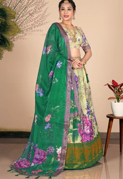 Pista Banglori Slub Lehenga Choli Ensemble For Women