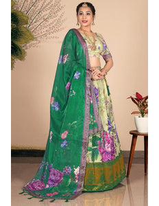 Pista Banglori Slub Lehenga Choli Ensemble For Women