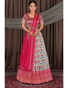 Pista Banglori Slub Semi-Stitched Lehenga For Women