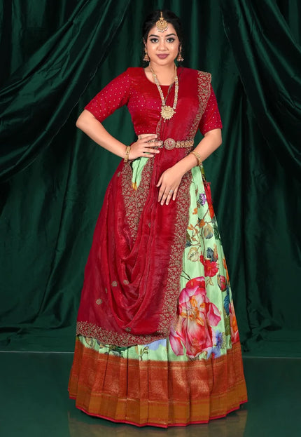 Pista Designer Banglori Slub Lehenga Choli For Women