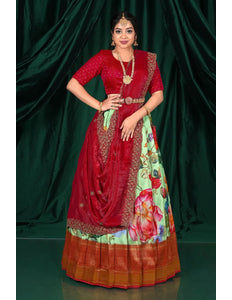 Pista Designer Banglori Slub Lehenga Choli For Women