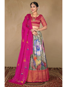 Pista Designer Banglori Slub Lehenga Choli With Digital Print