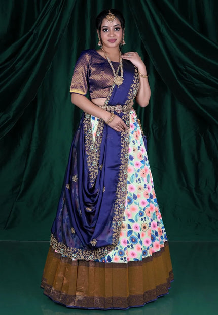 Pista Slub Silk Lehenga Choli With Dupatta For Women