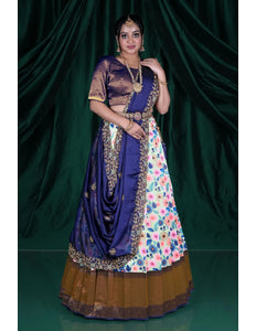 Pista Slub Silk Lehenga Choli With Dupatta For Women