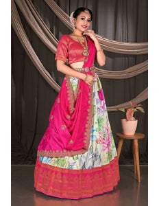 Pista South Indian Style Banglori Slub Lehenga Choli