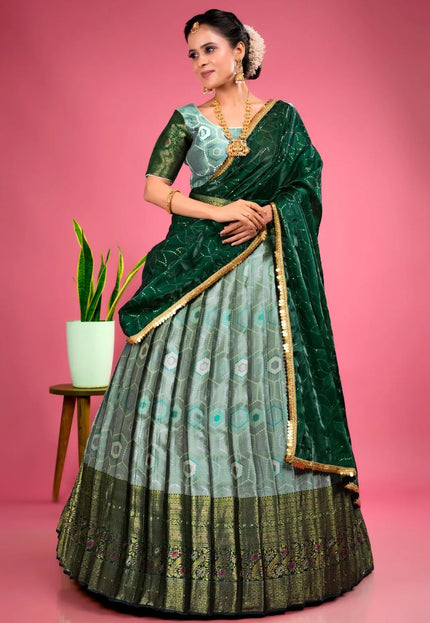 Pista Stylish Lehenga Choli With Zari Woven For Women