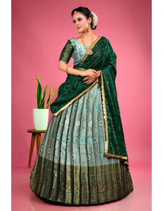 Pista Stylish Lehenga Choli With Zari Woven For Women