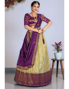 Pista Tissue Silk Lehenga Choli With Dupatta For Women