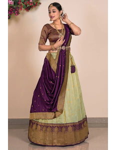 Pista Zari Tissue Silk Lehenga Choli Design For Women