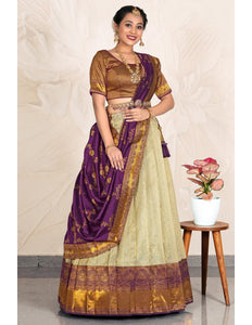 Pista Zari Tissue Silk Lehenga Choli With Dupatta For Women