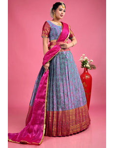 Purple Banarasi Silk Lehenga Choli With Zari Weaving