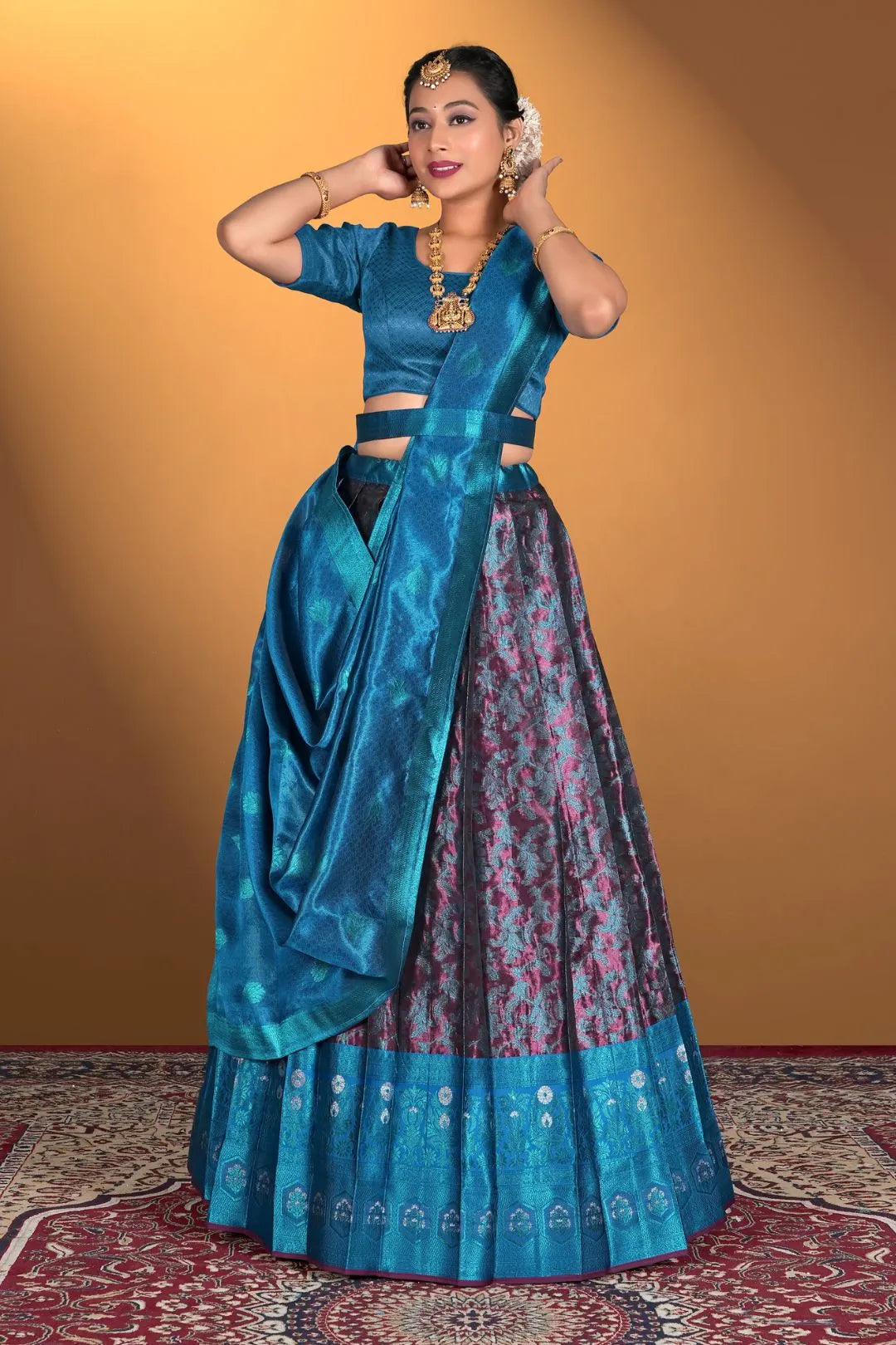 Purple Banarasi Silk Zari Work Lehenga Choli For Weddings