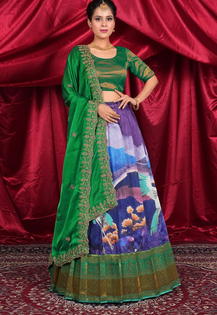 Purple Banglori Slub Designer Chaniya Choli For Women