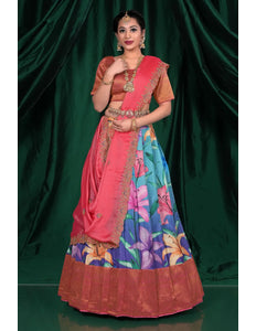 Purple Banglori Slub Digital Print Lehenga Choli For Women