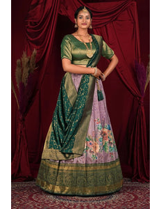 Purple Digital Print Lehenga Choli With Silk Dupatta For Women