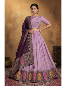 Purple Dola Silk Traditional Lehenga Choli For Weddings