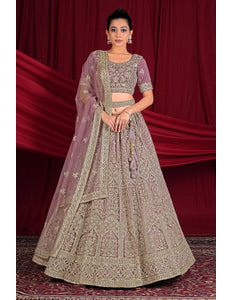 Purple Embroidered Net Designer Lehenga Choli For Events