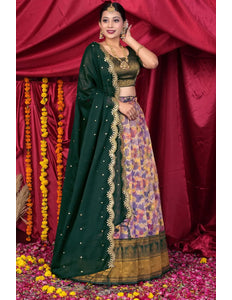 Purple Latest Tissue Silk Digital Print Lehenga Choli For Women