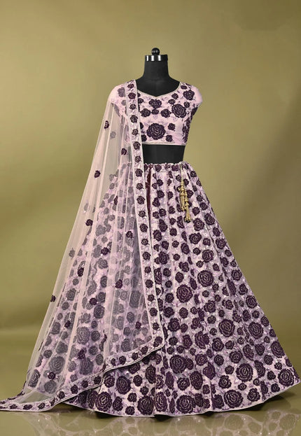 Purple Party wear Embroidered Lehenga Choli For Women