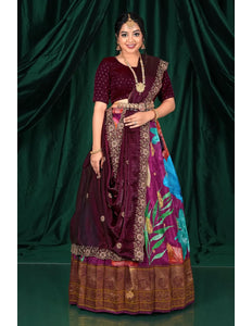Purple Viscose Lehenga Choli With Zini Mini Dupatta For Women