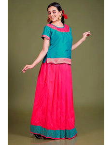 Rama Art Silk Kids Readymade Lehenga and Top For Girls