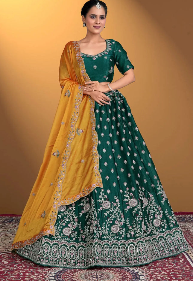 Rama Indian Style Fendy Silk Half Saree Lehenga Choli