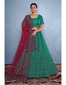 Rama Net Party wear Embroidered Lehenga Choli For Women