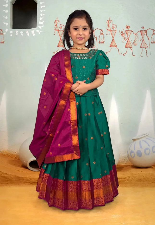 Rama Stunning Pattu Pavadai Kids Ethnic Wear Festive Attire