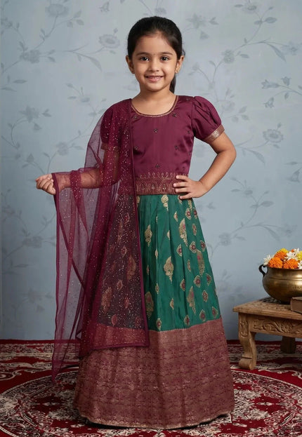 Rama Traditional Designer Lehenga Choli with Net Dupatta for Girls Wear