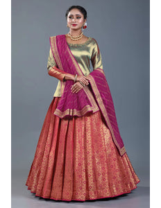 Rani Banarasi Silk Lehenga Choli For Women With Net Dupatta