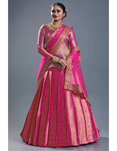 Rani Banarasi Silk Lehenga Choli For Women With Net Dupatta