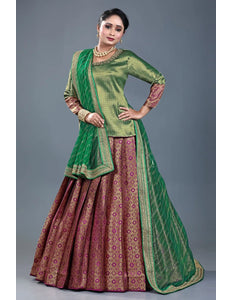 Rani Banarasi Silk Lehenga Choli For Women With Net Dupatta