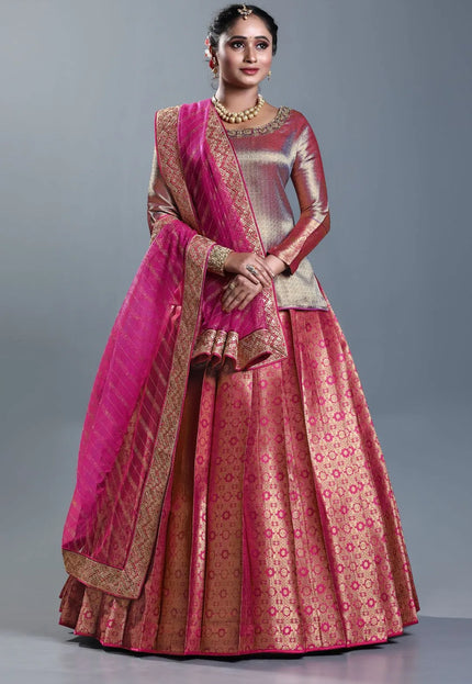 Rani Banarasi Silk Lehenga Choli For Women With Net Dupatta