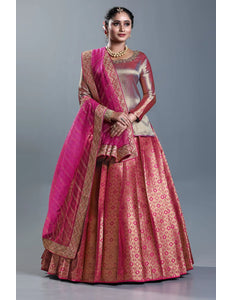Rani Banarasi Silk Lehenga Choli For Women With Net Dupatta