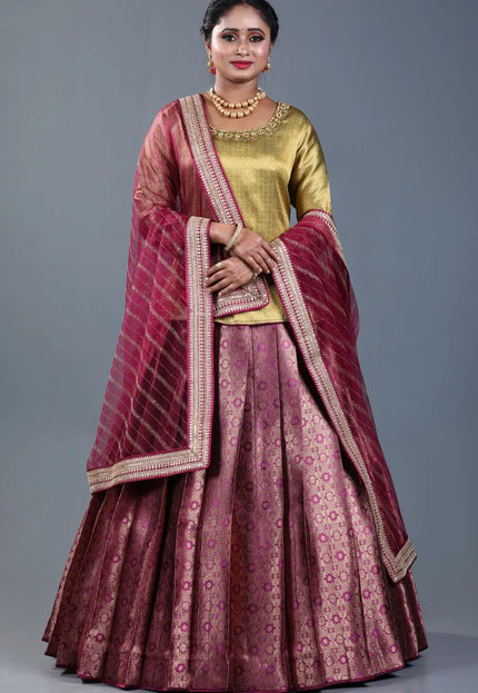 Rani Banarasi Silk Lehenga Choli For Women With Net Dupatta