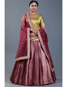 Rani Banarasi Silk Lehenga Choli For Women With Net Dupatta