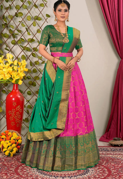Rani Banarasi Silk Lehenga Choli With Dupatta For Women