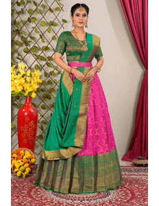 Rani Banarasi Silk Lehenga Choli With Dupatta For Women