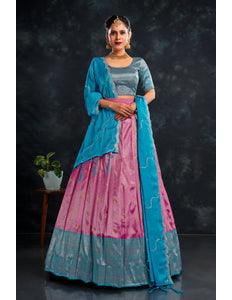 Rani Banarasi Zari Work Designer Half Saree For Women