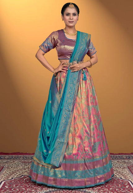 Rani Designer Banarasi Silk Lehenga Choli For Girls