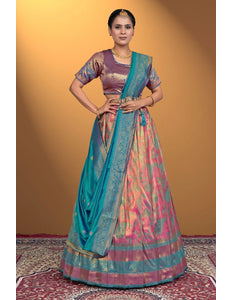 Rani Designer Banarasi Silk Lehenga Choli For Girls